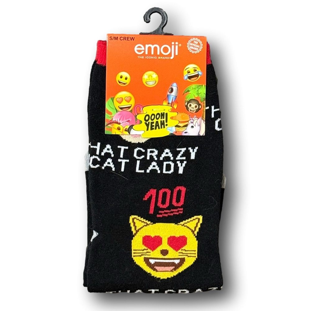 3/$20 That Crazy Cat Lady Emoji Funny Novelty Crew Socks - NWT